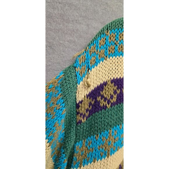 Vintage Fair Isle Grandpa Sweater 80s Benetton Ireland Striped Crewneck Sweater - Picture 6 of 8
